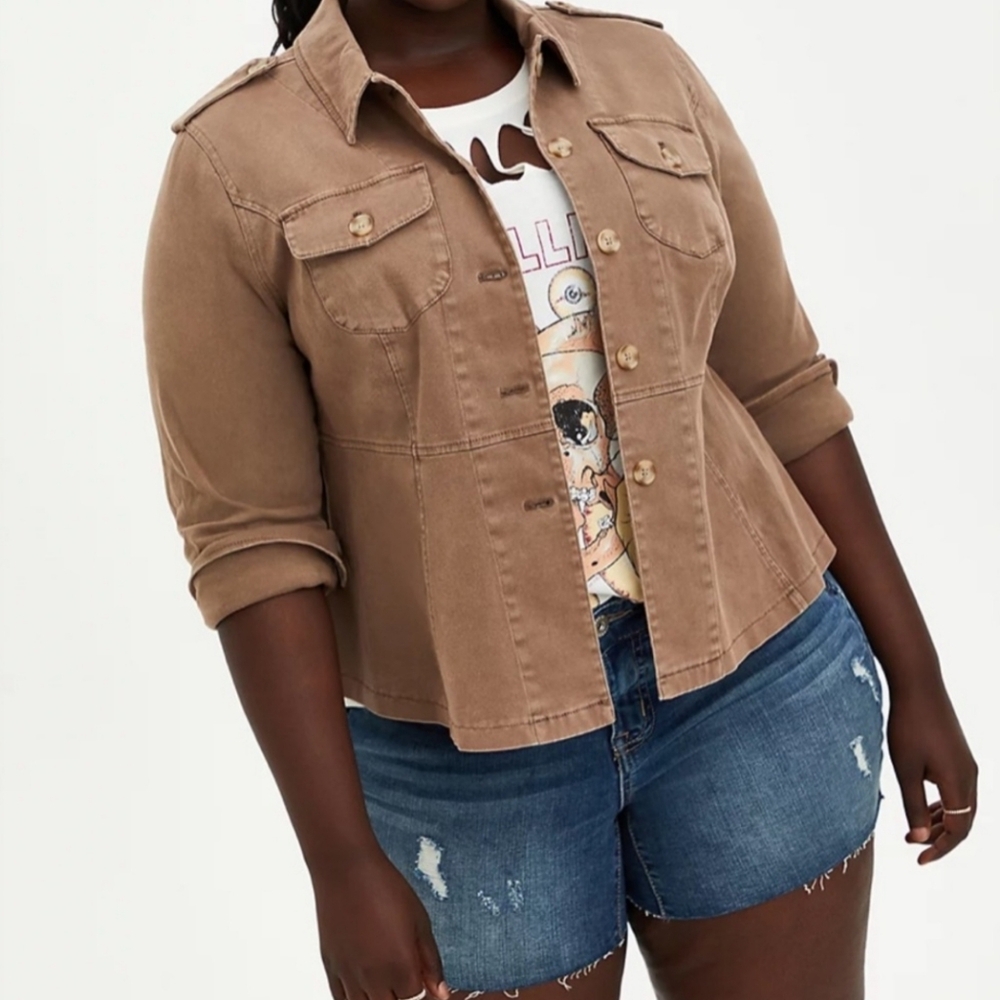 Twill Peplum Utility Jacket - new w/tags